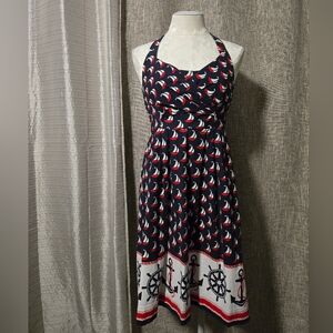Anthropologie 9-H15 Stcl Nautical Print Halter Dress Size 2